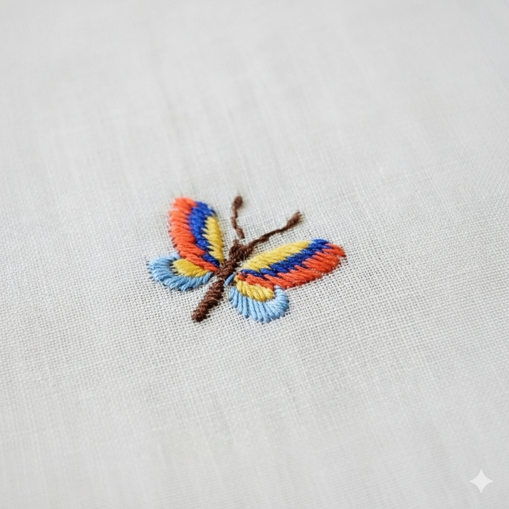 🛑SOLD🛑 Fibranne 3 Handkerchief Set Vintage Embroidered Butterfly Kids Flowers - Picture 4 of 8